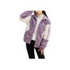 Anta Color Block Printed Embroidered Logo Zipper Stand Collar Fleece Jacket Women jackets Purple 162247734-1