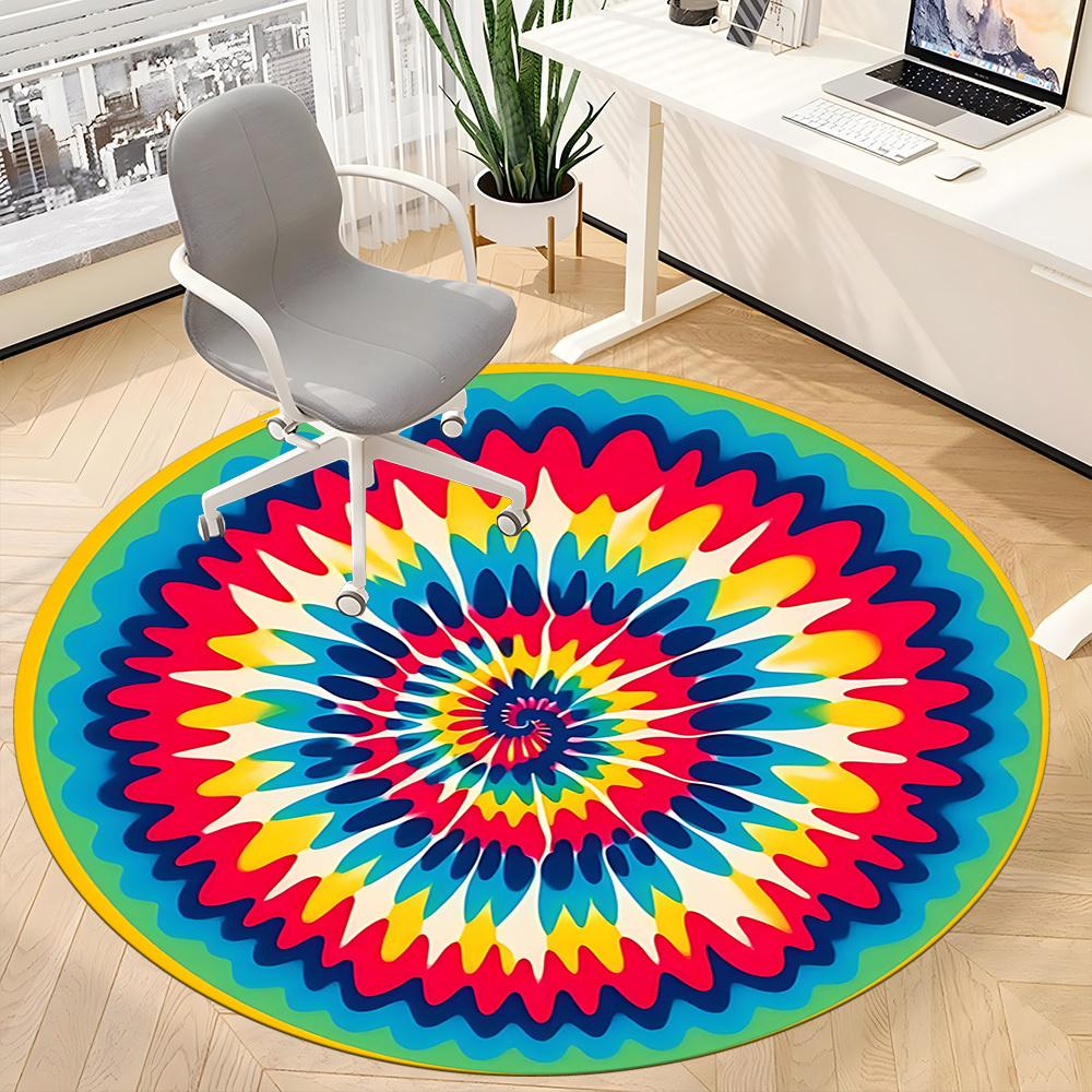 1PC Tie-dye Pattern Chair Carpet for Office, Indoor Non-Slip Washable Carpet, Soft Comfortable Mat For Office Room yy250930237