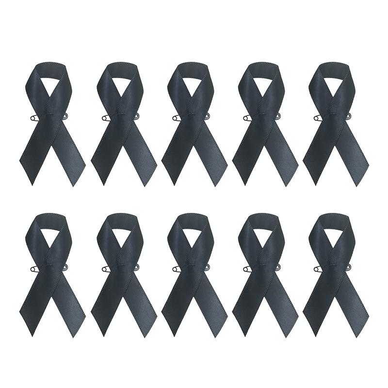 

10Pcs Jewelry Black Ribbons Fabric Awareness Ribbons Brooch Lapel Ribbons With Safety Pins Clothes Accessories black pin