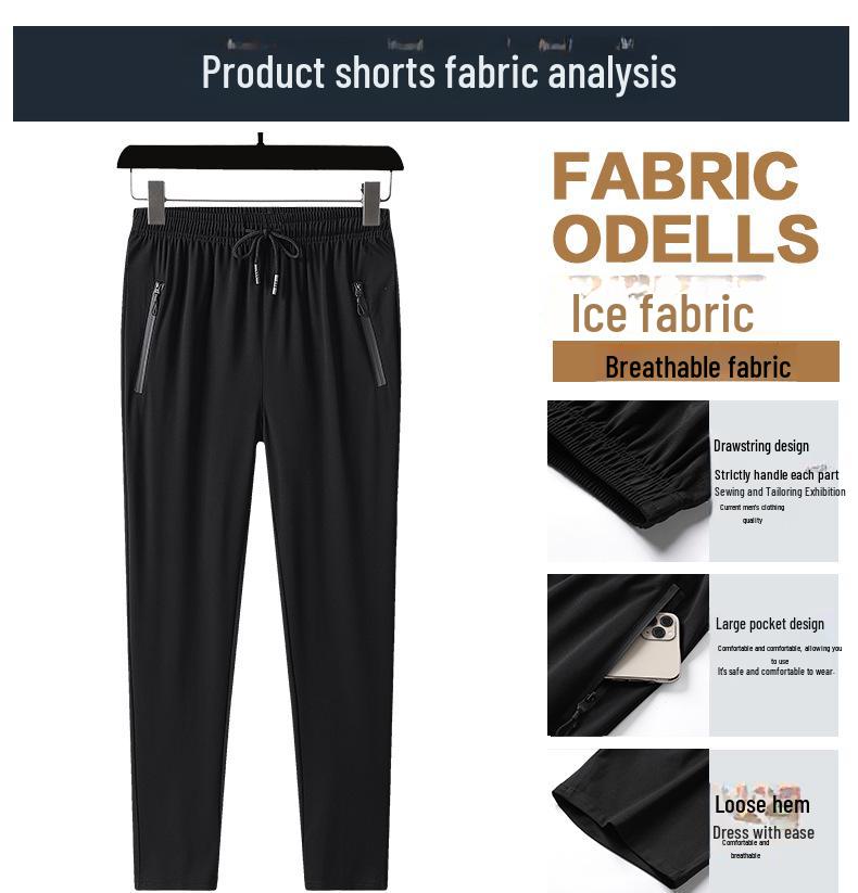 Ice Silk Men's Summer Three-Piece Sports Suit - Short-Sleeved Shirt & Trousers for All Ages