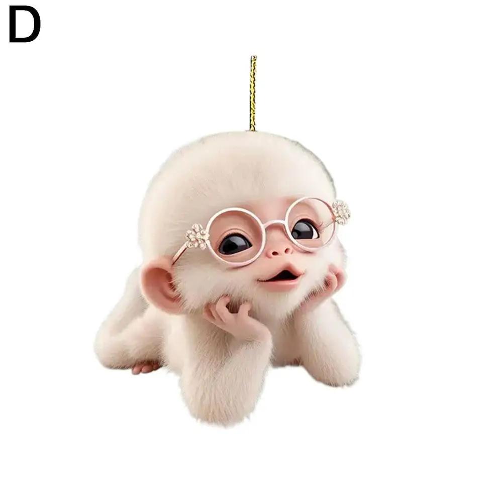 2D Acrylic Monkey Car Decor Pendant Vibrant Animal Charm Interior Christmas Ornament Hanging Accessories Rearview Mirror Gi O8V2