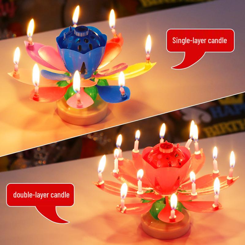 Musical Rotating Lotus Birthday Cake Candle - Sings & Blooms, Perfect for Kids & Celebrations