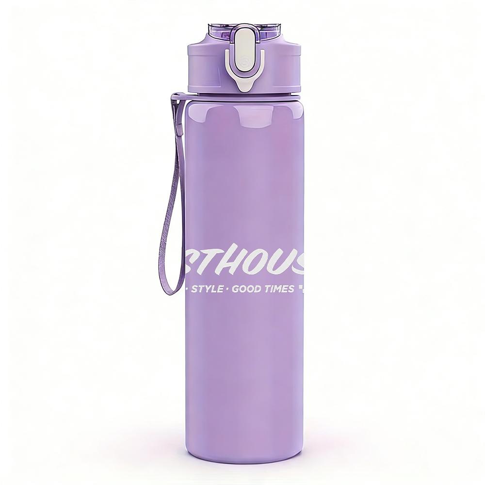 1PC Fastwreck faint band text print 750ml colorful plastic sports water bottle leakproof pop lid with straw for outdoor office home use