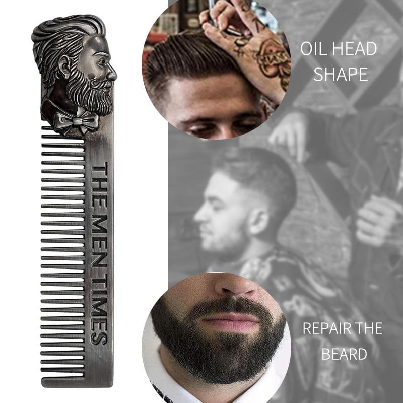 Gentelman Barber Styling Metal Comb Stainless Steel Men Beard Comb Mustache Care Shaping Tools Pocket Size Silver Hair Comb