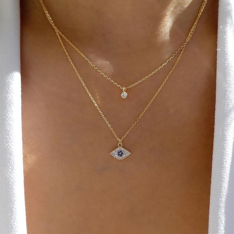 Alloy necklace wholesale European and American popular jewelry fashion multi-layer love water drop pendant retro women s collarbone chain