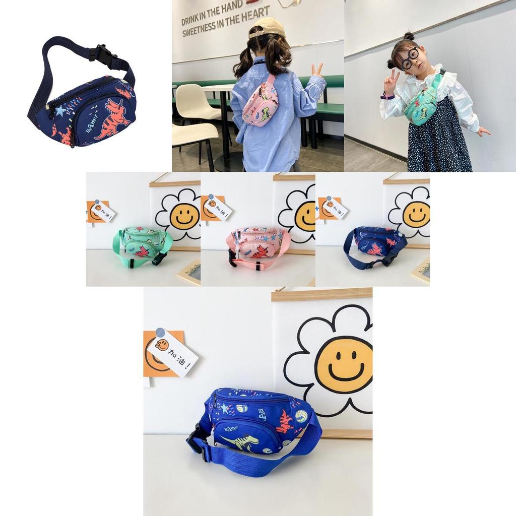 Stylish Children's Canvas Crossbody Bag With Adorable Cartoon Dinosaur Design