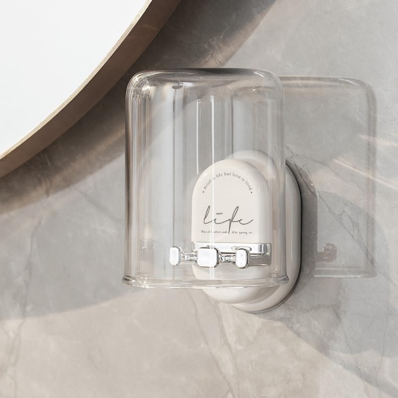Abs Material Toothbrush Holder Wall Mount With No Drilling For Bathroom Storage