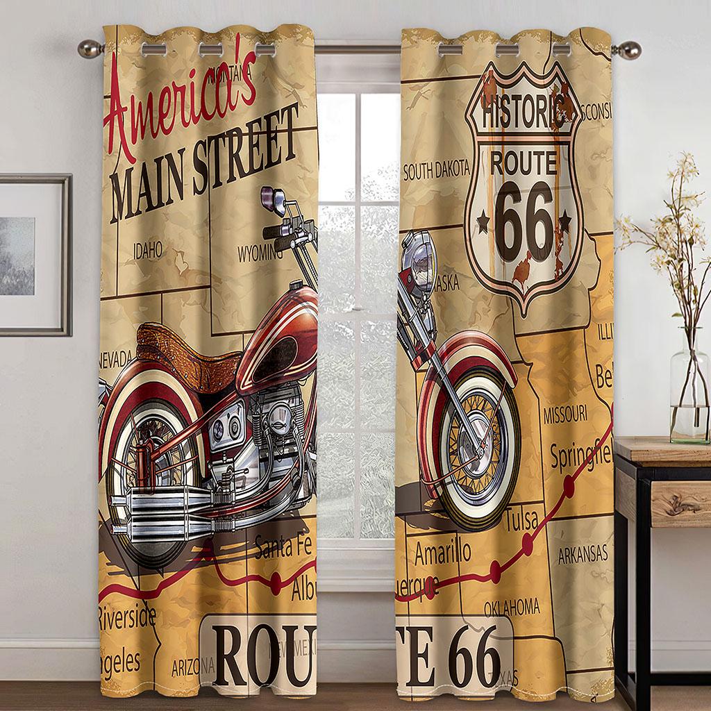 

Motorcycle Bike Illustration Curtain Sexy Lady Design Left Right Biparting Open for Living Room Bedroom Window Decor 100W130H(CM)40x51in&Hook