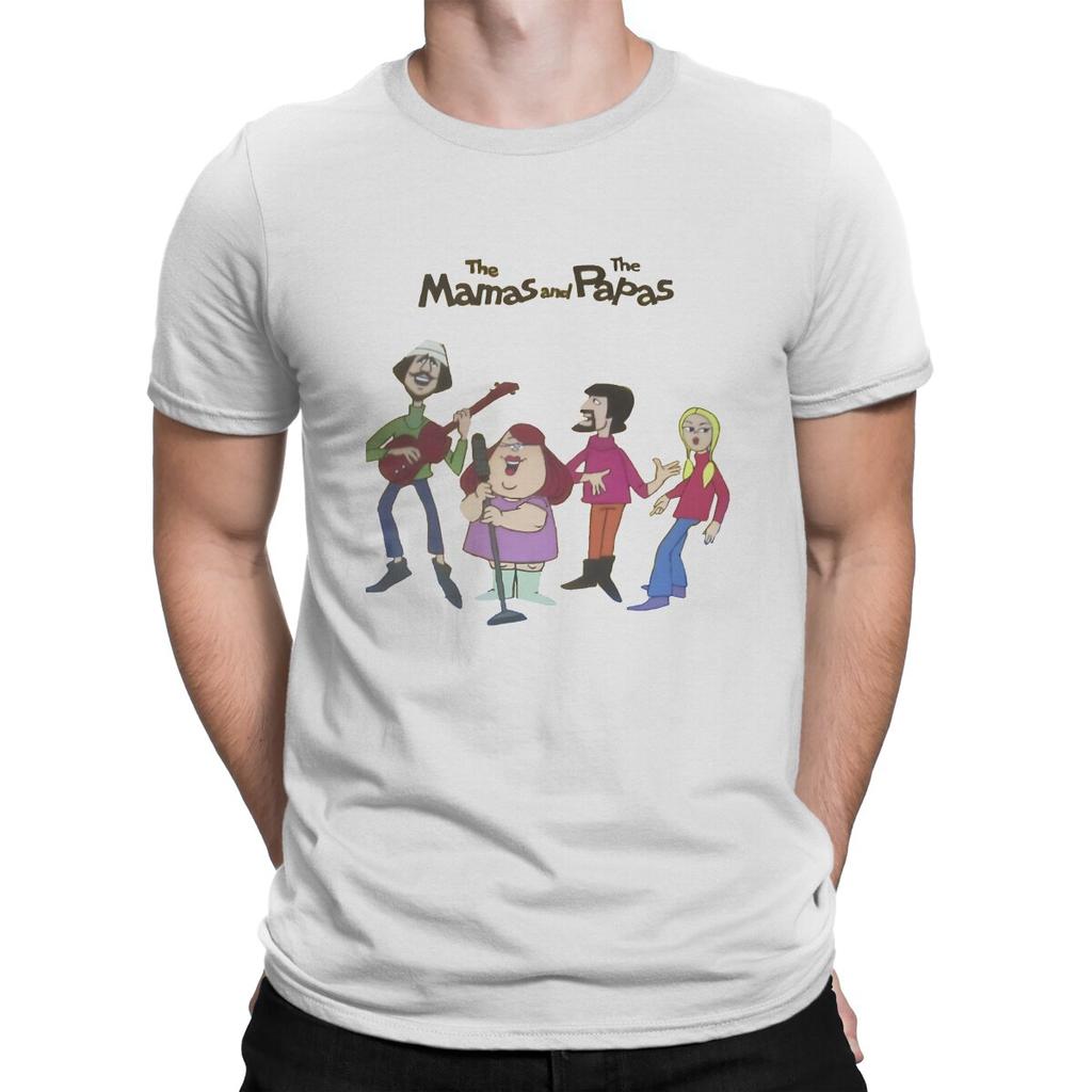 Men's Mamas And Papas T Shirt Woodstock 1969 Cotton Clothes Funny Short Sleeve Crew Neck Tees Printed T-Shirts