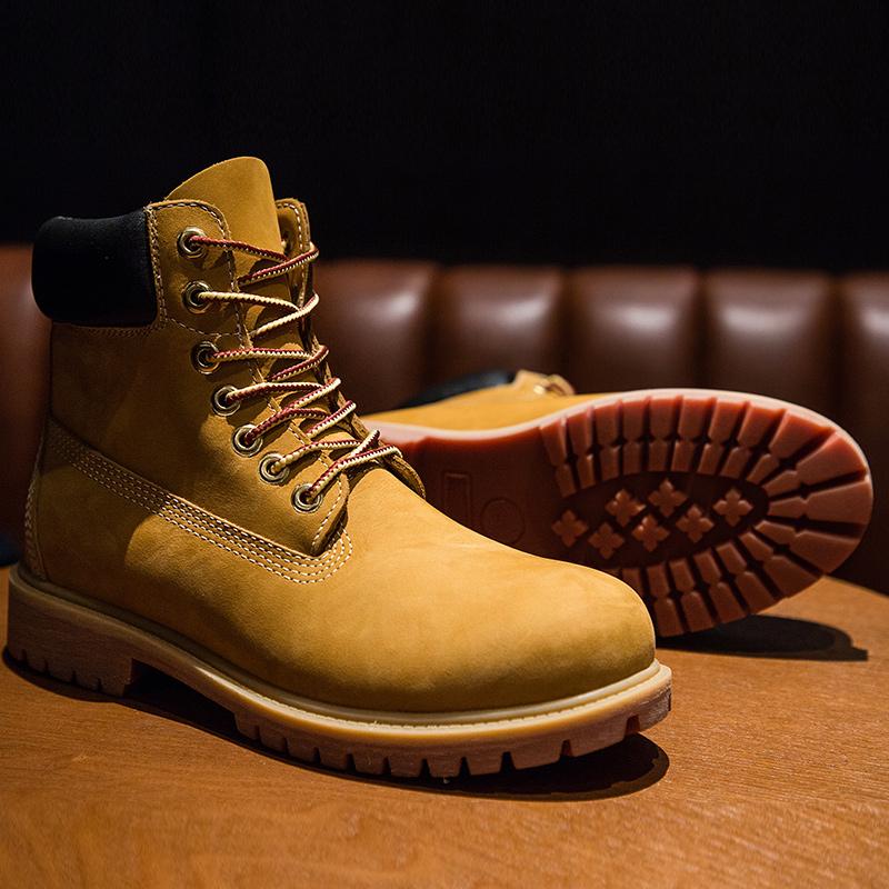 Unisex Handmade Retro Natural Cow Leather Men Boots Waterproof Ankle Snow Boots Men Shoes