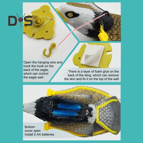 Electric Flying Eagle Cat Toy Interactive Simulation Bird Toy Automatic Moving Hanging Eagle Cat Toy Pet Supplies for Indoor Cats