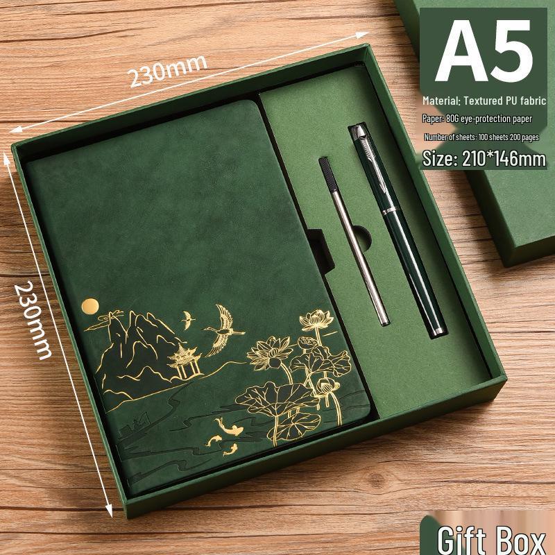 Retro A5 Büro Business Notizbuch - Schreibwaren Geschenkset im chinesischen Stil
