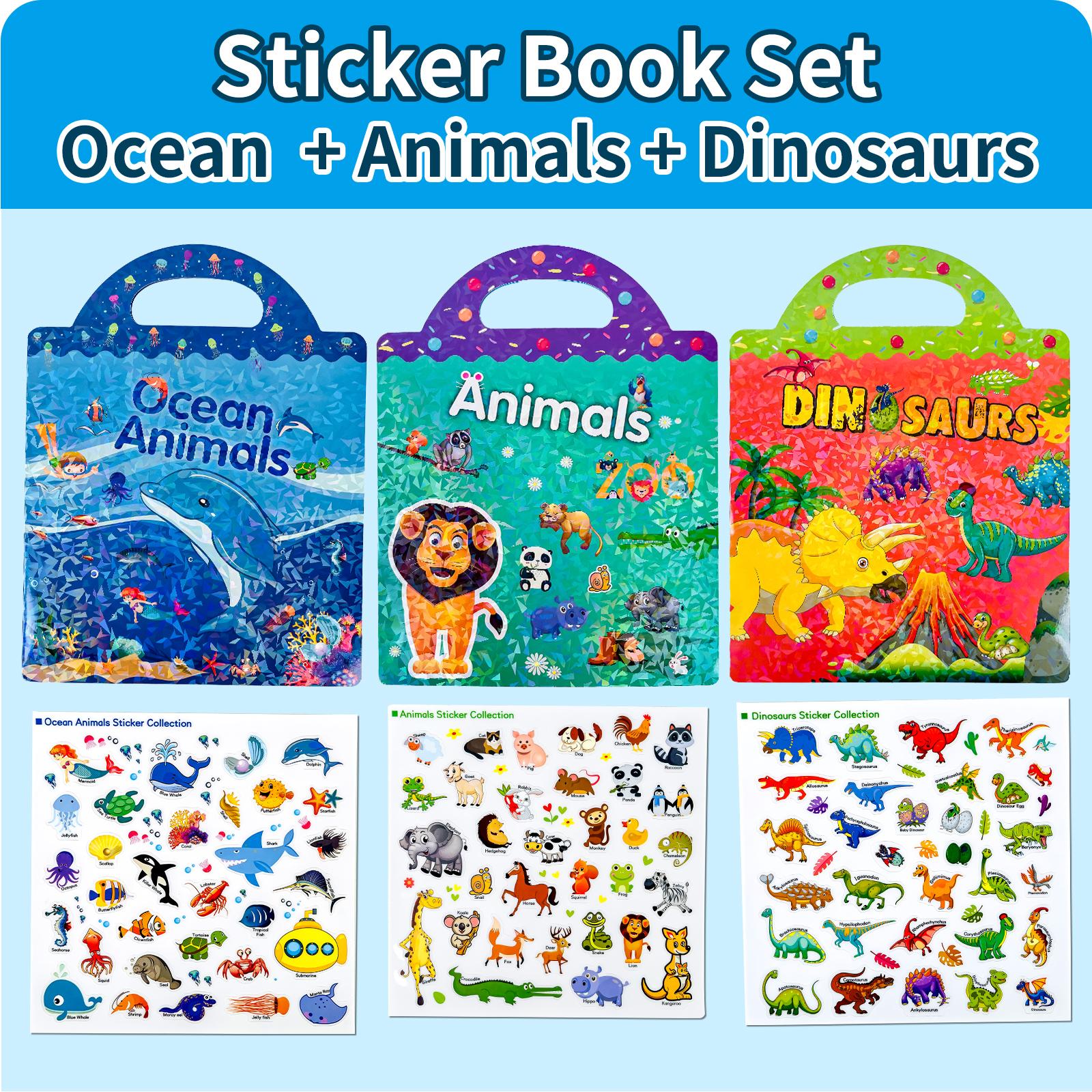 

3-Pack Reusable Sticker Books for Kids Ages 3+, High-Definition Patterns,Educationa,Toy to Develop Fine Motor Skills