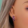 Simple Design 925 Sterling Silver Earrings Natural Triangle 4.0mm Rhodolite Garnet Fine Jewelry for Women's Daily and Party Wear