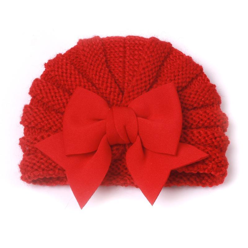 Autumn and Winter Children's Warm Knitted Hat, Baby Bow Indian Hat, Baby Wool Hat