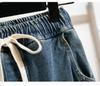 Nowe Vintage Oversize Moda Damskie Wysoki Stan Elastyczne Gładkie Jeansowe Haremki Spodnie Podstawowe Plus Size