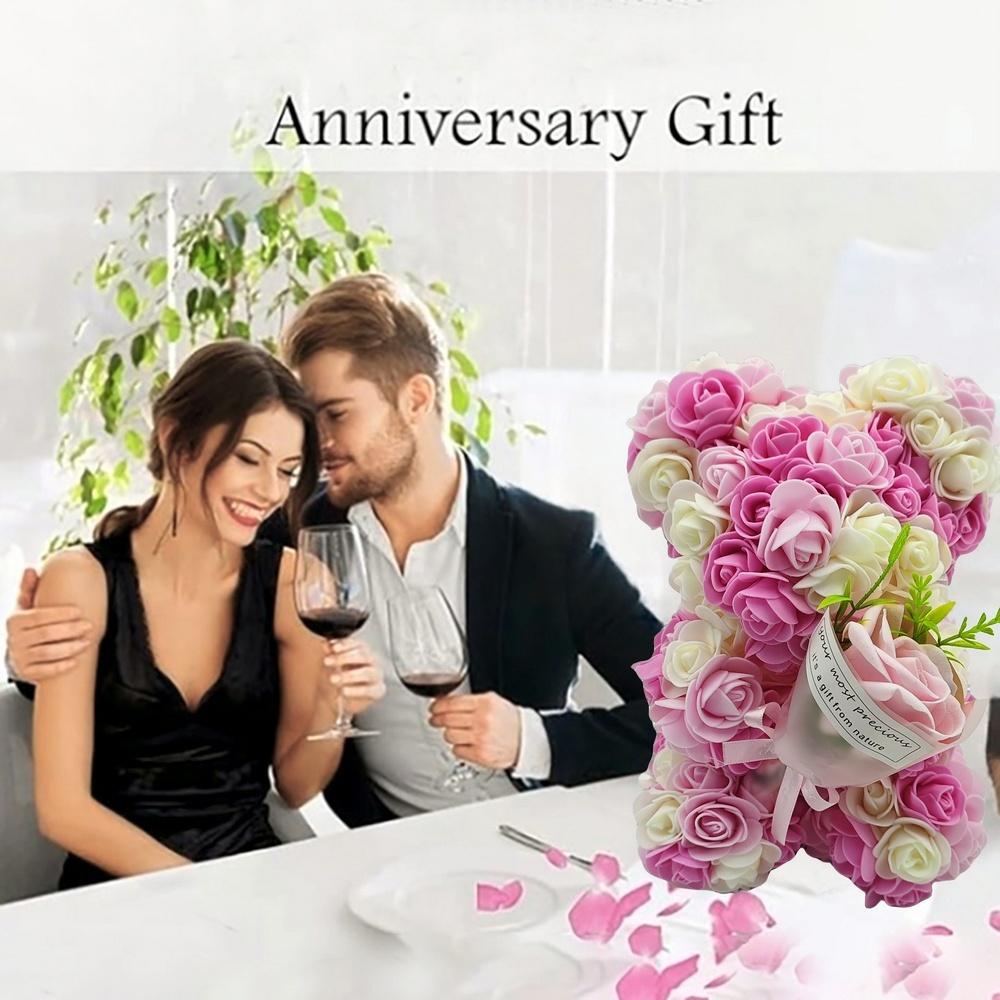 1 Piece Artificial Rose Bear with Hand Corsage, Artificial Rose Bear Birthday Gift, Valentine's Day, Wedding Mother's Day