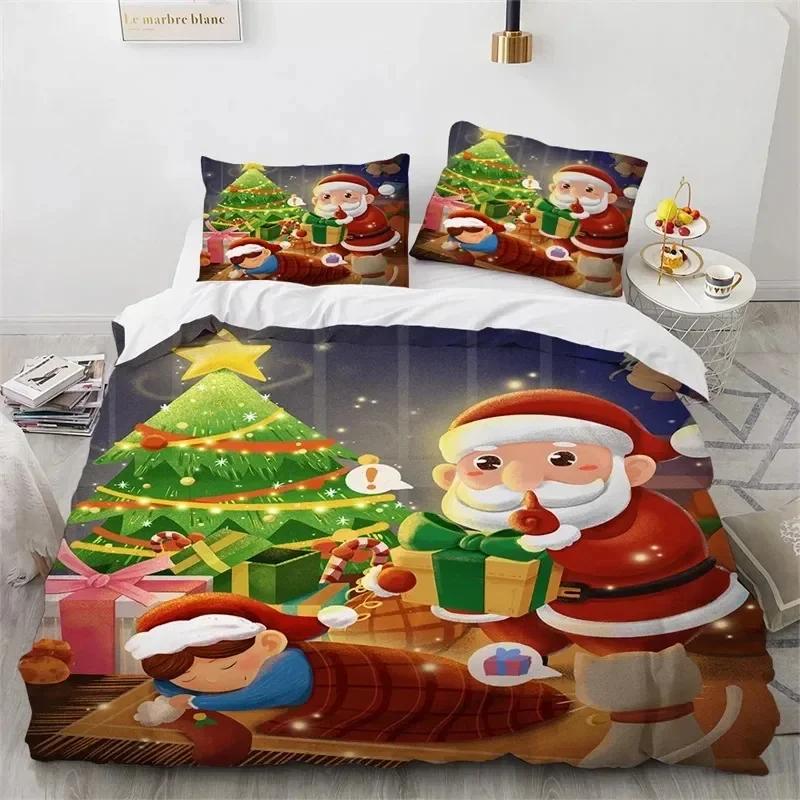 3D Print Cartoon Christmas Santa Claus 3D Duvet Cover Bedding Set Comforter Linen Pillowcases Home Decor Single Twin King Queen