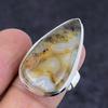 Natural Russian Dendritic 925 Sterling Silver Jewelry Ring Size 8.5 M8r62