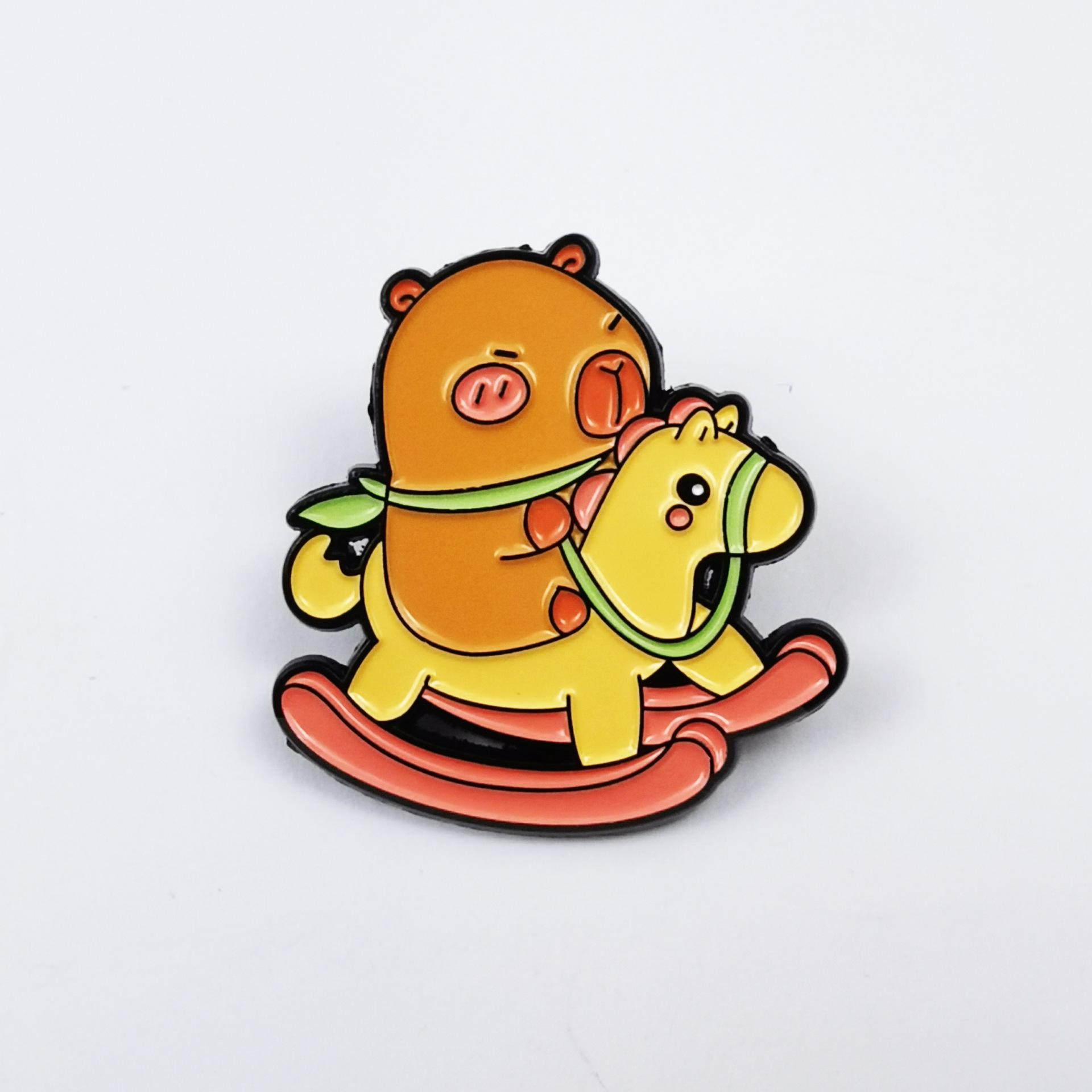 Adorable Capybara Cartoon Brooch for Kids - Fun Backpack & Clothing Decoration