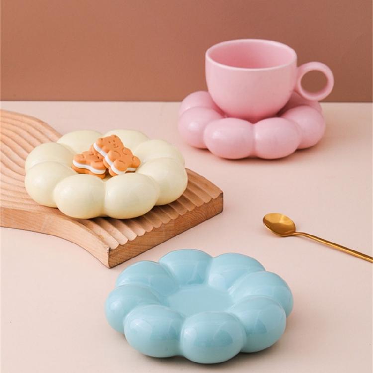 200ml Ceramics Coffee Mugs with Flower Shape Saucers Porcelains Drink Cups Unique Coffee Cups Gift for Women Girlfriend