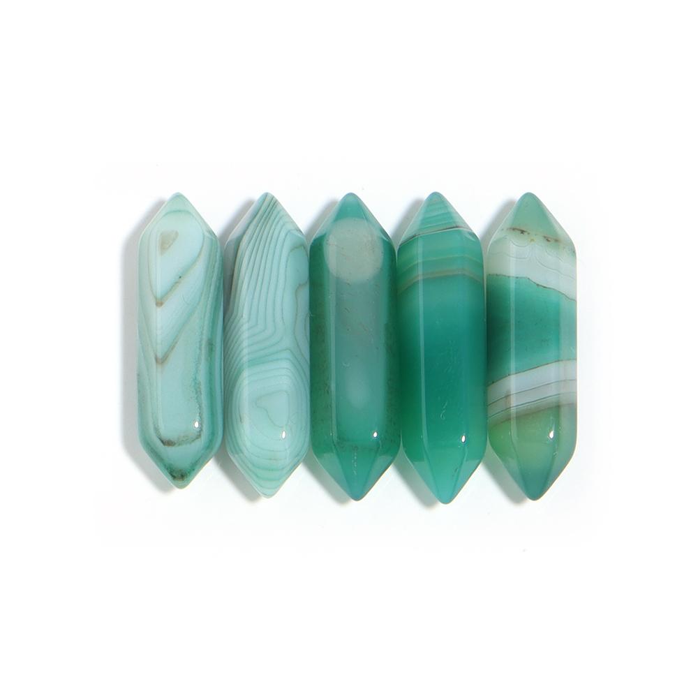 5Pcs Natural Stone Emperor Stone Agate Tiger Eye Hexagonal Column No Hole Stone For DIY Handmade Necklace Pendant Jewelry Making