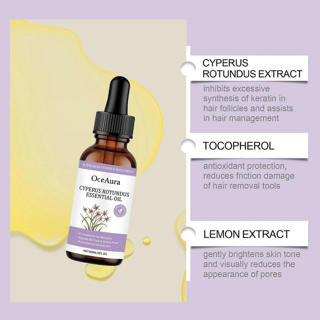 Natural Cyperus Rotundus Oil For Hair Removal, Reduces Unwanted Hair Growth, Moisturizes & Soothes The Skin, Suitable For All Skin Types