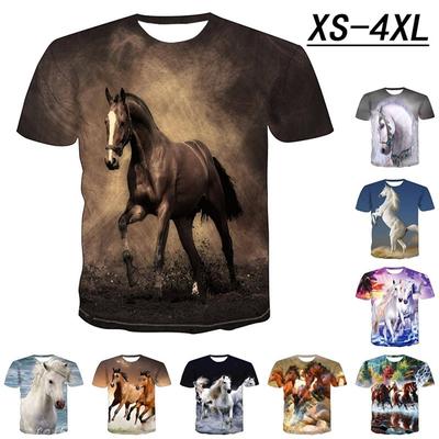 Nowe modne koszulki 3D z motywem konia dla mężczyzn Harajuku Trendy Topy Koszulki z krótkim rękawem Luźna koszulka Rozmiar S-6XL