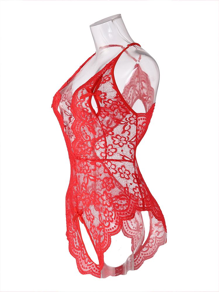Nou în lenjerie sexy pentru femei Costume transparente Porno Teddy Babydoll Rochie din dantelă Lenjerie de corp de dimensiuni mari Lenjerie de dormit fără crotch