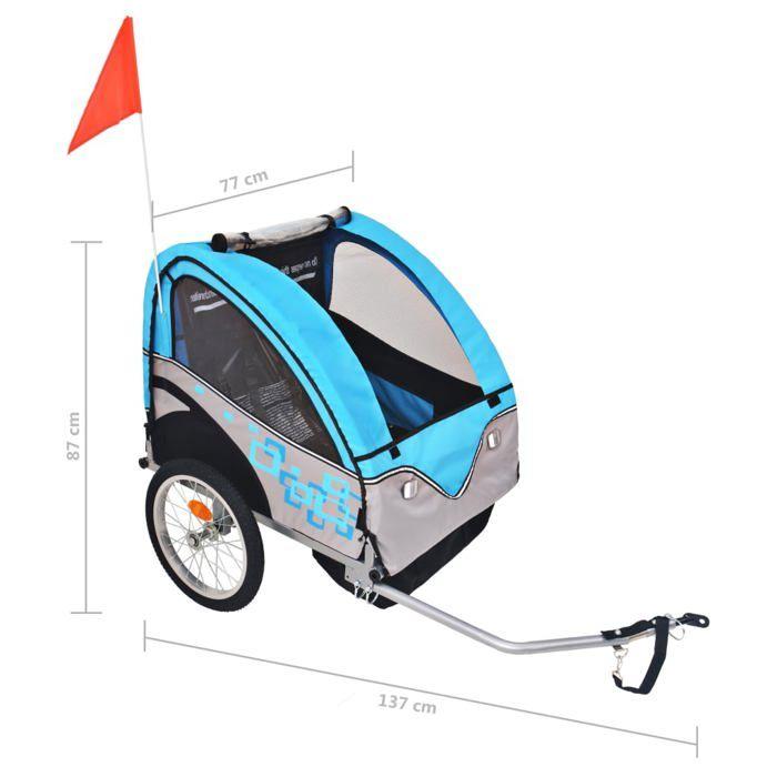 VidaXL Remorque de Vélo, Chariot de Vélo avec Siège, Remorque de Bicyclette, Poussette de Vélo, Chariot de Transport, Gris 91373