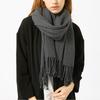 Women S Classic Solid Color Tassel Warm Scarf For Autumn Winter