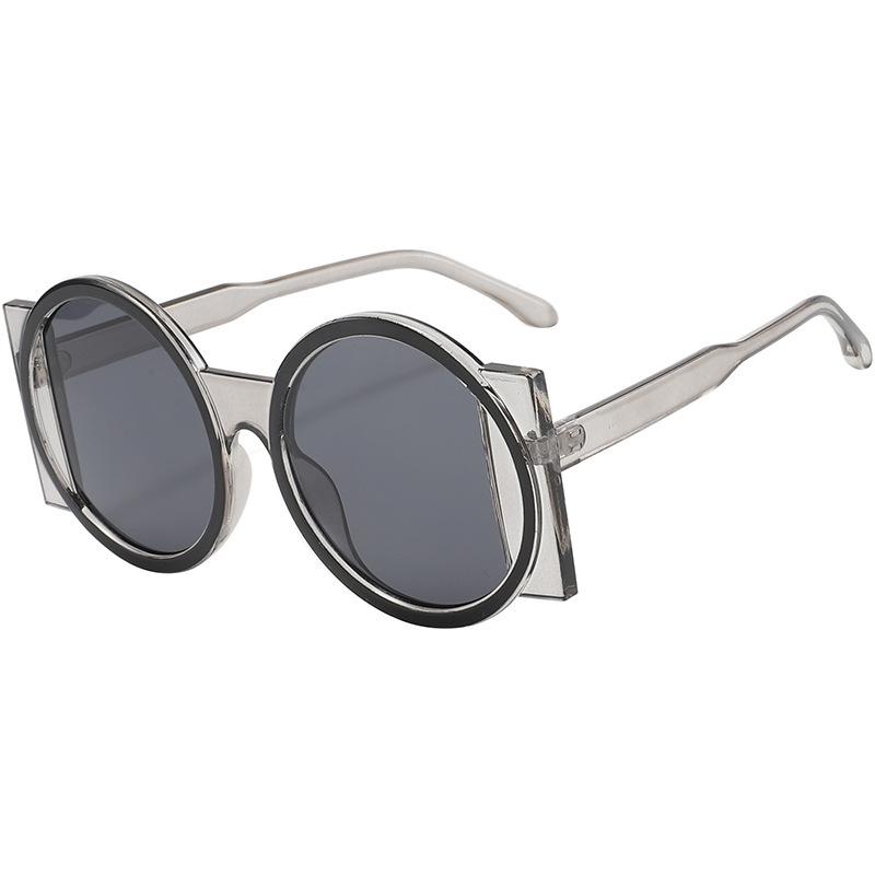 

Новые круглые солнцезащитные очки, персонализированные, с цветным блокингом, модные, трендовые, красочные солнцезащитные очки для вождения, с защитой от УФ-лучей as shown