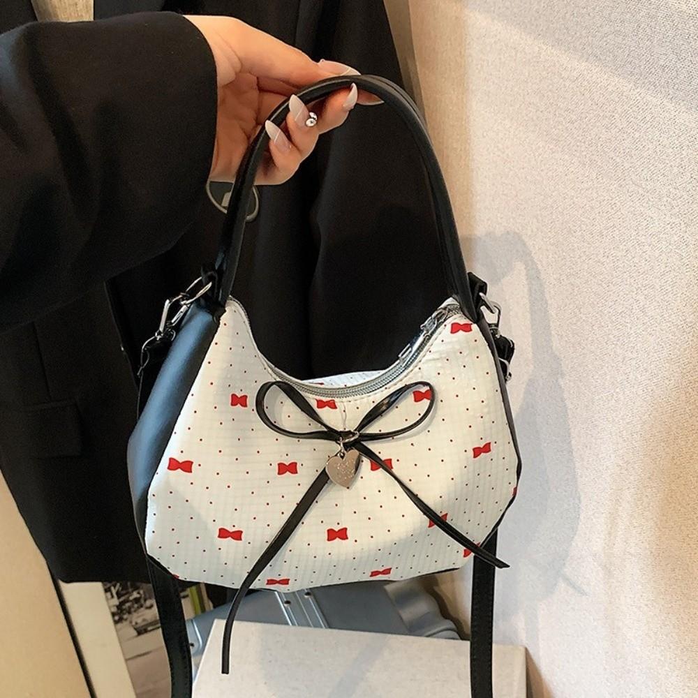 Polka Dot Bow Shoulder Bag Y2K Hobo Bag Vintage Underarm Bag  Ladies