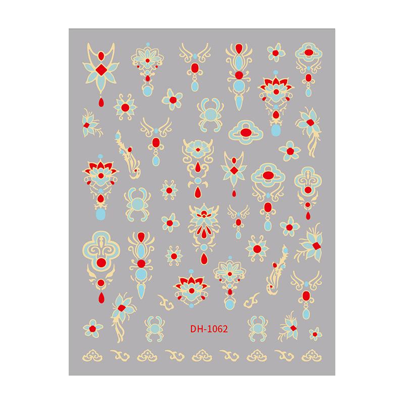 Redanco3D Cartoon Nail Stickers - DIY Hot Stamping Patterns (DH-1062). Gold