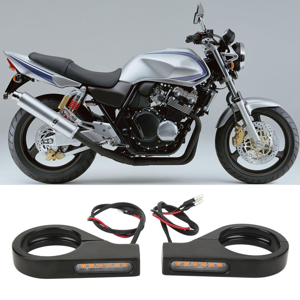 12V Motorcycle LED Turn Signal Light Waterproof Bright Blinker Lamp for 41mm Fork Tubes