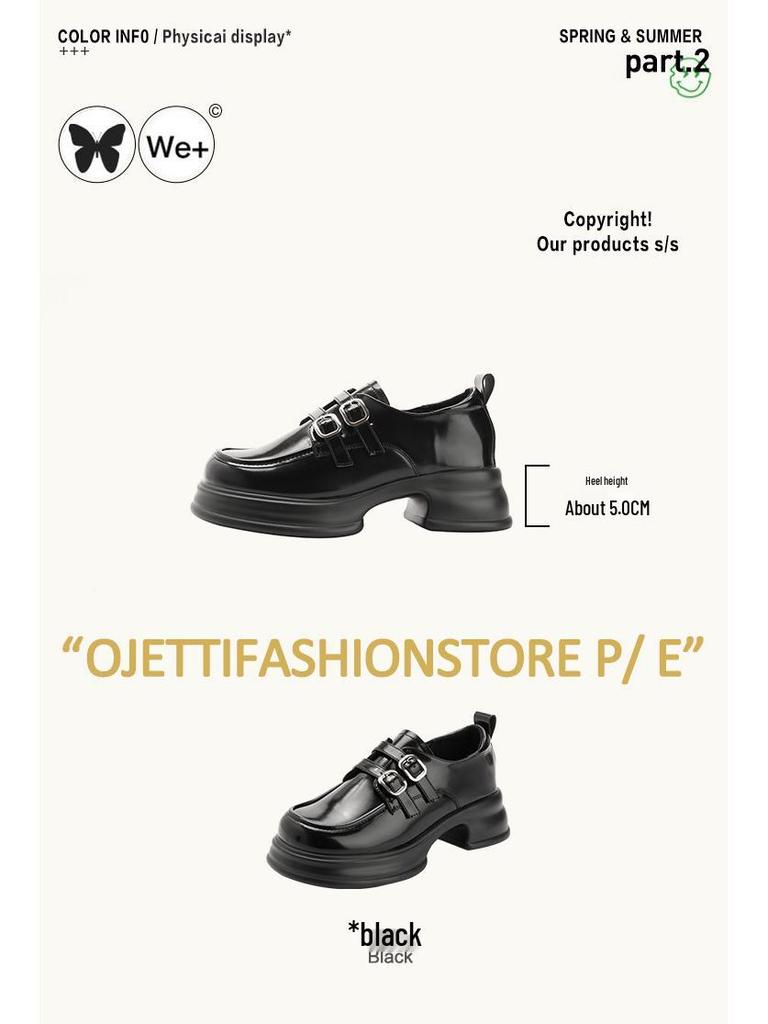 2025 Spring Women's Retro Thick-Soled Leather Mary Jane Loafers