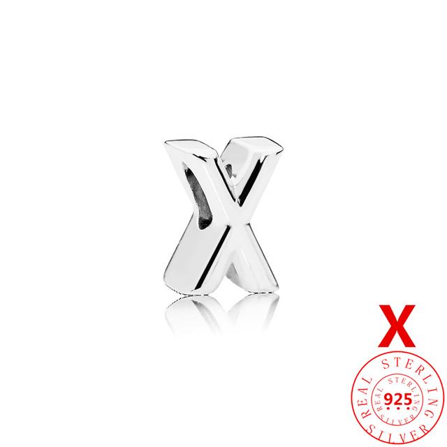 Autentické stříbro 925 Anglické písmeno AZ 26 abeceda klasické korálky vhodné originální módní náramek s přívěskem DIY dámské šperky