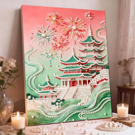 Kit de Pintura com Pérolas de Plástico para Adultos DIY Arte 3D com Pérolas Artesanato Pérolas de Plástico Tela Pré-Impressa Conjunto para Decoração de Casa Amantes de Artesanato