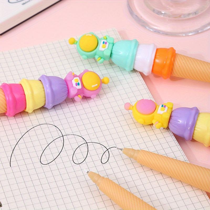 Back to school season 36pcs 0.5mm cartoon soft glue astronaut neutral pen astronaut ice cream shape pen writing pen prize pen black