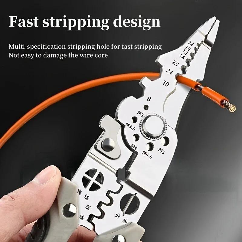 Industrial Grade Stainless Steel Multi-Tool: Professional Electrician's Wire Cutter & Stripper, Pliers for Wiring, Cutting