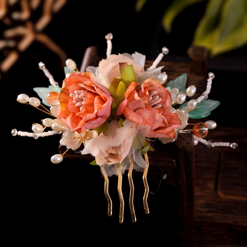 Floral Tang Dynasty Hairpin Tassel Flower Hair Comb Antique Ancient Hair Stick  Children