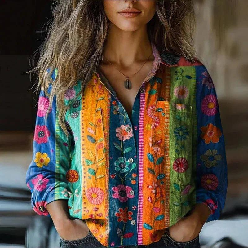 2026 Women's Retro Print Nine-Sleeve Casual Cardigan - European Spring/Summer Collection