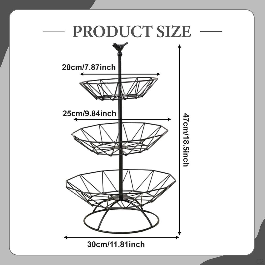 3 Tier Fruit Basket Display Rack Multifunctional Elegant Decorative Organizer Stand Holder for