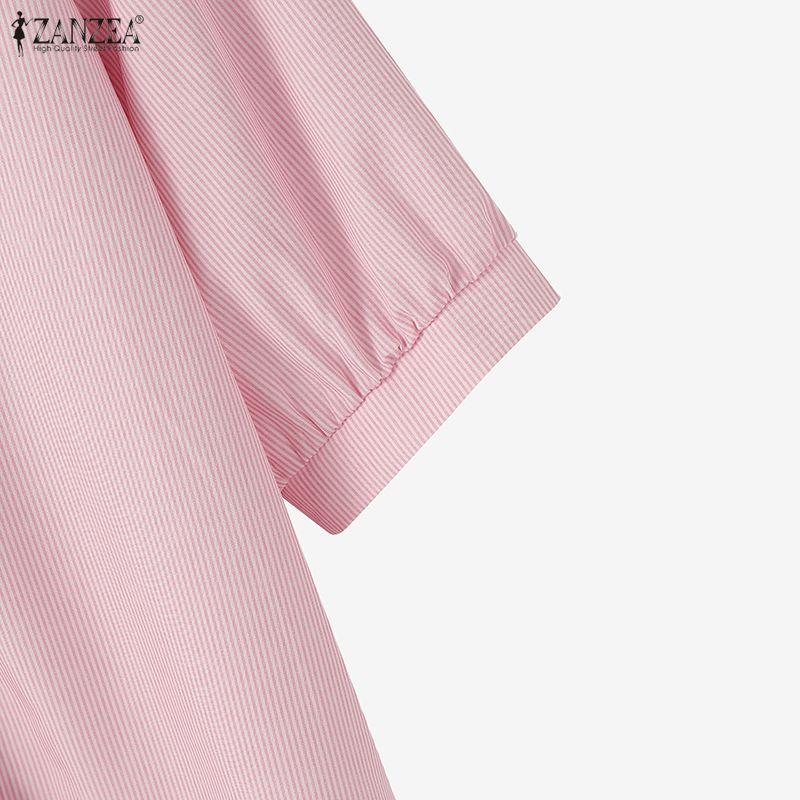 ZANZEA Damska Bluzka Casual z Dekoltem V i Rękawem 3/4 w Stylu Retro