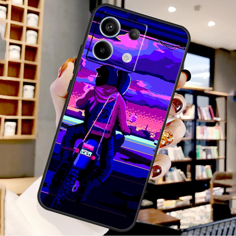 Anime Vaporwave Glitch For Xiaomi Redmi Note 14 Pro 9 10 11 12 13 15 Pro Plus Case For Redmi 15 15C 14C 12C 10C 13C