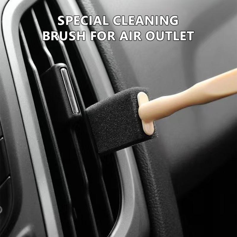 SEAMETAL 10pcs Car Cleaning Brush Wooden Handle Air Conditioning Vent Cleaning Brush Car Interior Gap Dust Removal Tool