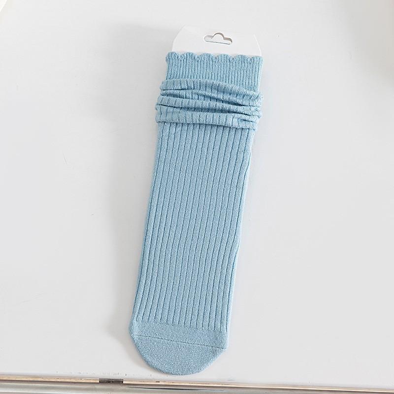 Lace Socks Children'S Stacking Socks Thickened Warm Wool Socks Solid Color Retro Sweat-Absorbing And Deodorant Medium Tube Socks