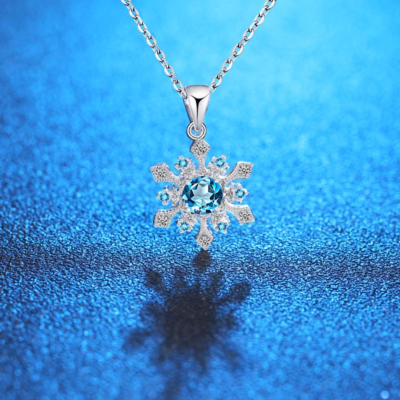

Ожерелье из стерлингового серебра 925 пробы с подвеской в виде снежинки с натуральным топазом и цепочкой из кристаллов 925 Silver Pendant Only