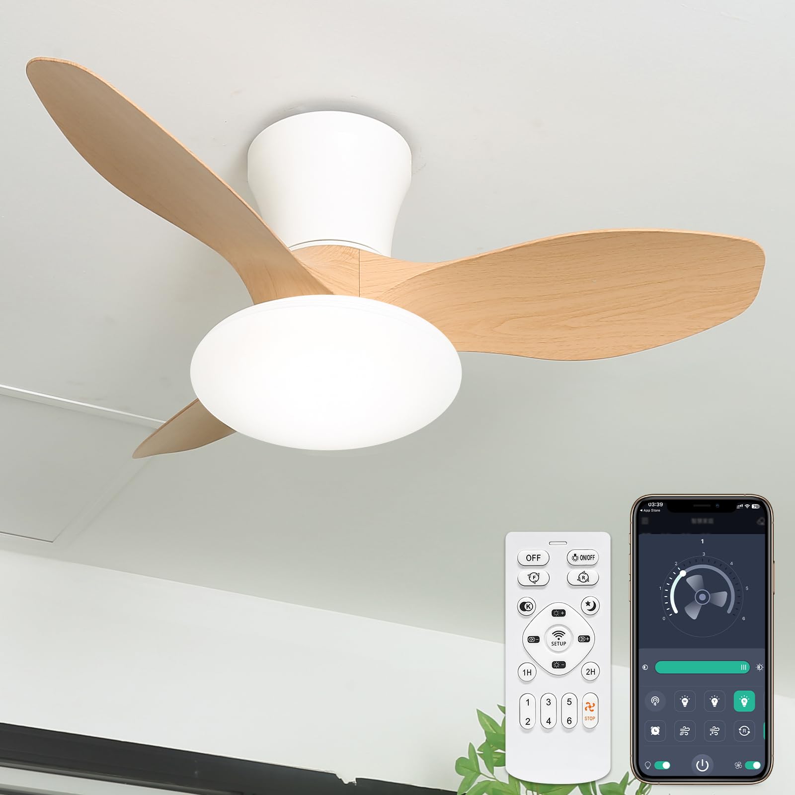

ONRIU LED Ceiling Fan Light, Quiet Operation, Forward and Reverse Rotation, 4,500LM, 160W Phase, Suitable for Rooms of 7-10 Tatami Mats (10-12 sq