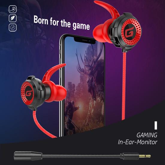 G11-A Universal Wired In-Ear Gaming Earphones with Microphone for Phones/PC
